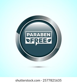 Paraben free icon, suitable for product label. Gray color round button design