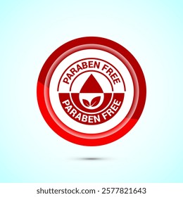 Paraben free icon, suitable for product label. Red color button design