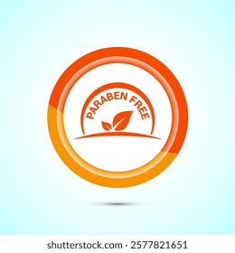 Paraben free icon, suitable for product label. Orange color button design