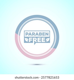 Paraben free icon, suitable for product label. Pastel color button design