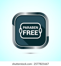 Paraben free icon, suitable for product label. Gray shadow button design