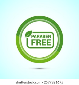 Paraben free icon, suitable for product label. Green color button design