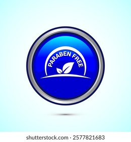 Paraben free icon, suitable for product label. Blue color round button design