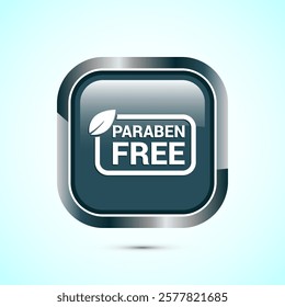 Paraben free icon, suitable for product label. Gray color square button design