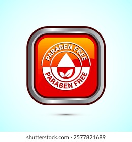 Paraben free icon, suitable for product label. Orange color square button design