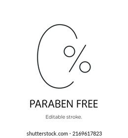 Paraben free icon symbol. Editable stroke. Vector stock illustration isolated on white background for packaging design in beauty industry. EPS10