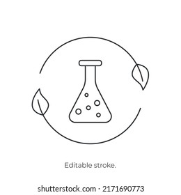 Paraben free icon symbol. Editable stroke. Vector stock illustration isolated on white background for packaging design in beauty industry. EPS10