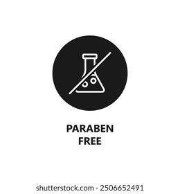 Paraben free icon, vector label. Skincare, health safe product with no paraben. Organic and eco friendly paraben free packaging stamp.