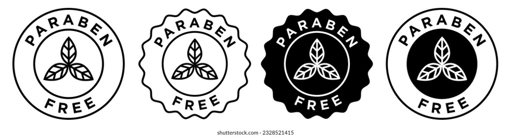 Paraben free icon vector set collection. No toxic chemical ingredients badge sign symbol. Safe cosmetic, beauty, skincare products outlined Emblem for web app ui. Hair and body care label.