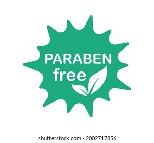 Paraben free label. Green emblem for use in the cosmetic, pharmaceutical and food industries. Vector illustration.