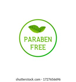 Paraben free label icon. Natural symbol chemical no gmo paraben stamp for cosmetic, organic eco icon