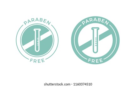 Paraben free label icon for skincare cosmetic shampoo or cream package design. Vector paraben free products logo with no chemical ingredients