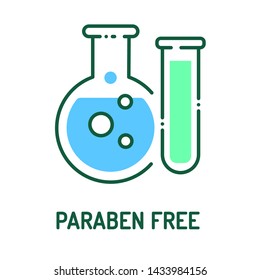 Paraben free line icon. Label for cosmetic natural product sign. Zero waste lifestyle. Chemical free. Pictogram for web page, mobile app, promo. UI/UX/GUI design element. Editable stroke.