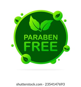 Paraben free logo. Flat, green, leaf logo, paraben free. Vector icon