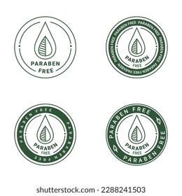 Paraben free set. Vector style illustration, logo, badge