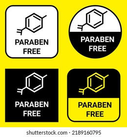 Paraben free sign set for sticker print. Product information vector sign or tag