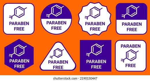 Paraben free sign set for sticker print. Product information vector sign or tag