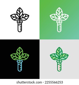 Paraben free sign. Thin line icon with leaf in test tube. Symbol for beauty product. Modern vector illustration.