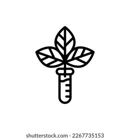 Paraben free sign. Thin line icon with leaf in test tube. Symbol for beauty product. Modern vector illustration.