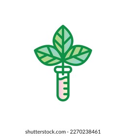 Paraben free sign. Thin line icon with leaf in test tube. Symbol for beauty product. Modern vector illustration.