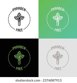 Paraben free sign. Thin line icon with leaf in test tube. Symbol for beauty product. Modern vector illustration.