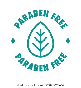 Paraben Free Vector Cosmetic Label For Natural Ingredients, Eco Friendly, Skincare Health Safe Product No Paraben. 10 Eps