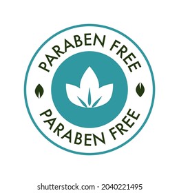 Paraben free vector cosmetic label for natural ingredients, eco friendly, skincare health safe product no paraben. 10 eps