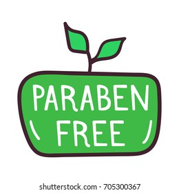 Paraben free. Vector hand drawn icon, badge illustration on white background.