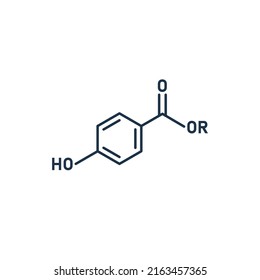 Paraben molecule. Chemical structure line  illustration. Vector