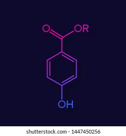 paraben molecule chemical structure, vector