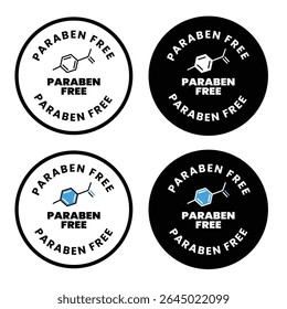 Ensemble d'icônes sans paraben - Étiquettes rondes en 4 Variantes de couleur pour un emballage Produit sûr, naturel et cosmétique