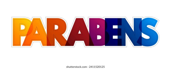 Parabens (Happy Birthday in Portuguese) colorful text quote, concept background