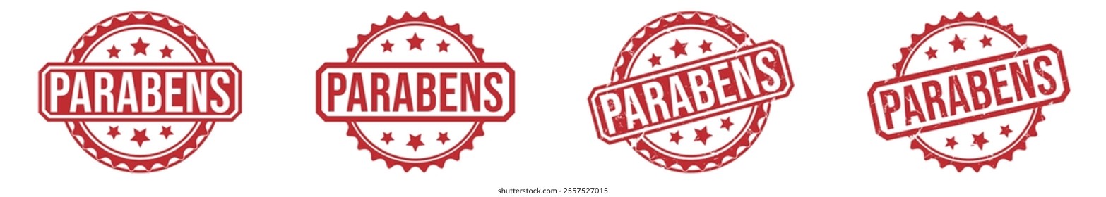 PARABENS Red rubber stamp on white background. PARABENS stamp sign. PARABENS stamp.