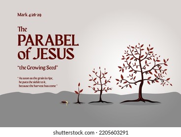 The parable of Jesus. The Parable of the Growing Seed. Biblical illustration svg