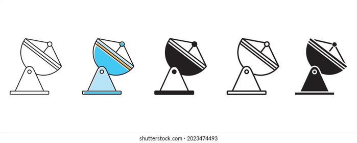Parabola antenna icon vector set. Parabolic radio antenna signal vector illustration. broadcast illustration.