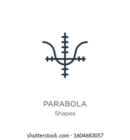 Parabola icon. Thin linear parabola outline icon isolated on white background from shapes collection. Line vector sign, symbol for web and mobile