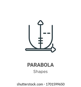 Parabola outline vector icon. Thin line black parabola icon, flat vector simple element illustration from editable shapes concept isolated stroke on white background