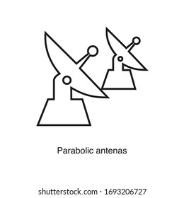 Parabolic antenas icon vector on white background. Black icon illustration
