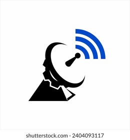 Parabolic antenna icon silhouette logo design.