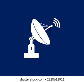 Parabolic antenna on blue background