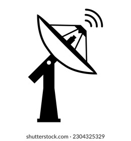 Parabolic antenna and radio waves isolated icon