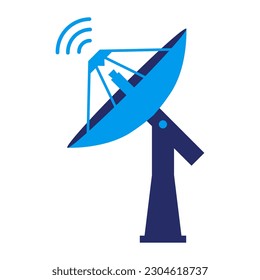 Parabolic antenna and radio waves isolated icon