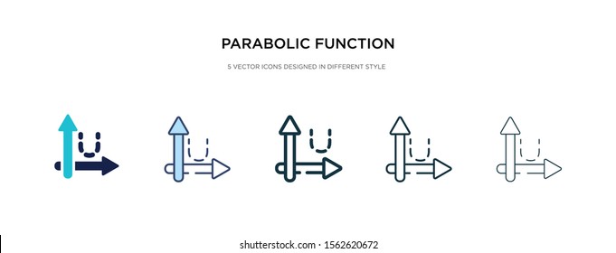 parabolic function icon in different style vector illustration. two colored and black parabolic function vector icons designed in filled, outline, line and stroke style can be used for web, mobile,