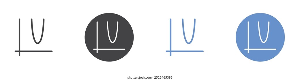 Parabolic function icon Thin outline art symbol