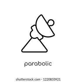 Parabolic Signal icon. Trendy modern flat linear vector Parabolic Signal icon on white background from thin line hardware collection, editable outline stroke vector illustration