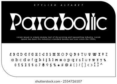 Parabolic Stylish alphabet display vector font and Beautiful luxury Font
