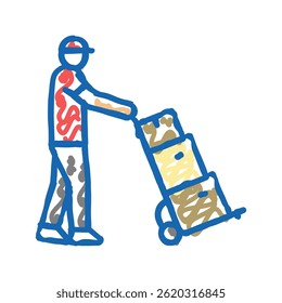 paracel courier doodle icon sketch vector. paracel courier sign. isolated symbol illustration