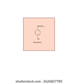 Paracetamol (Acetaminophen) molecule molecular structure, analgesic compound skeletal formula, simple diagram illustration