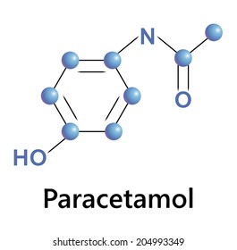 Paracetamol molecule structure. Medical vector illustration.