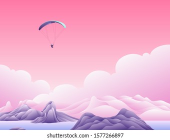 parachute above the clouds background